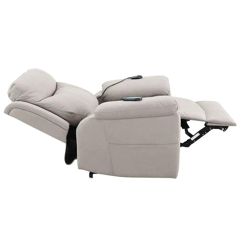 Chriki - Power Recliner With Lift & Heating & Massage - Beige Chenille & Black by Unique Piece Furniture