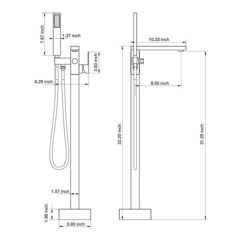 Freestanding Bathtub Faucet With Waterfall Tub Filler And Hand Shower by HouseOfZazla