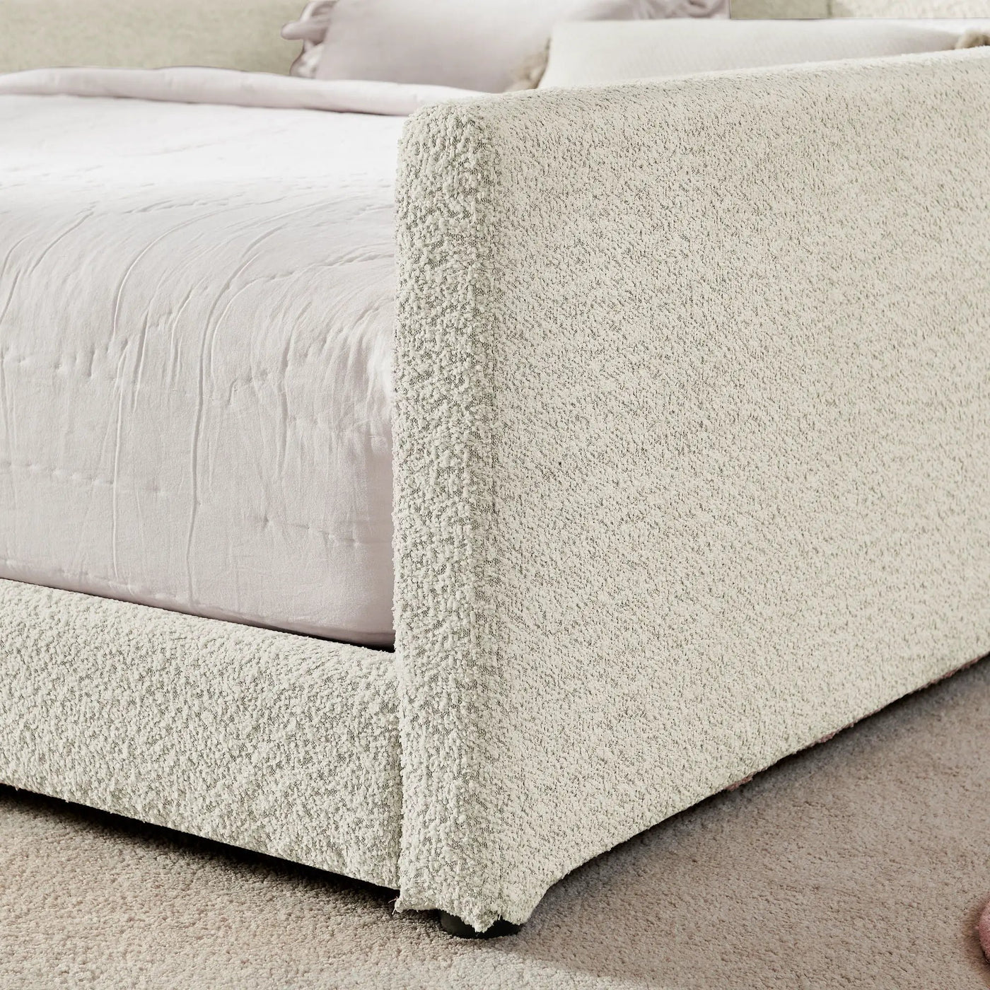 Cute Rabbit Ear Upholstered Platform Bed Frame With Safety Rail by Unique Piece Furniture