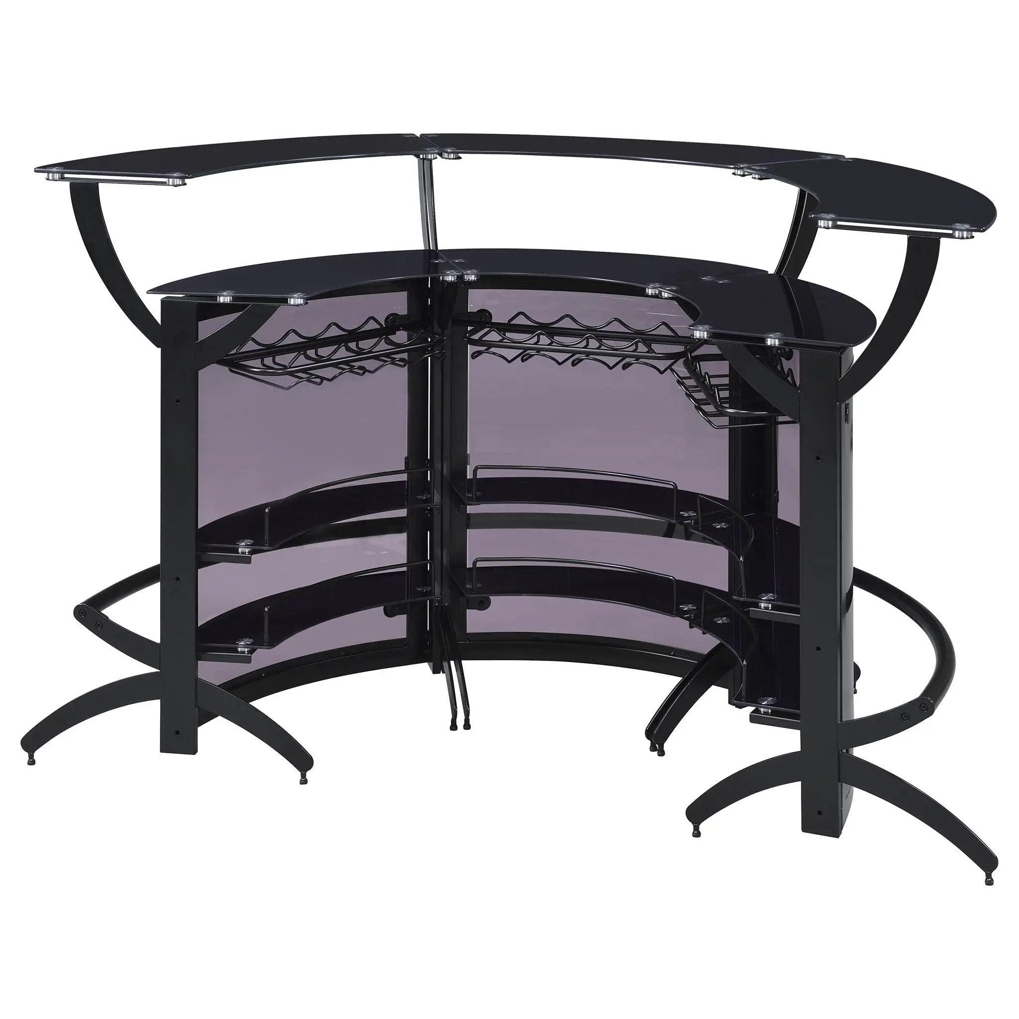 Elaina - 3 Piece Curved Freestanding Home Bar - Black