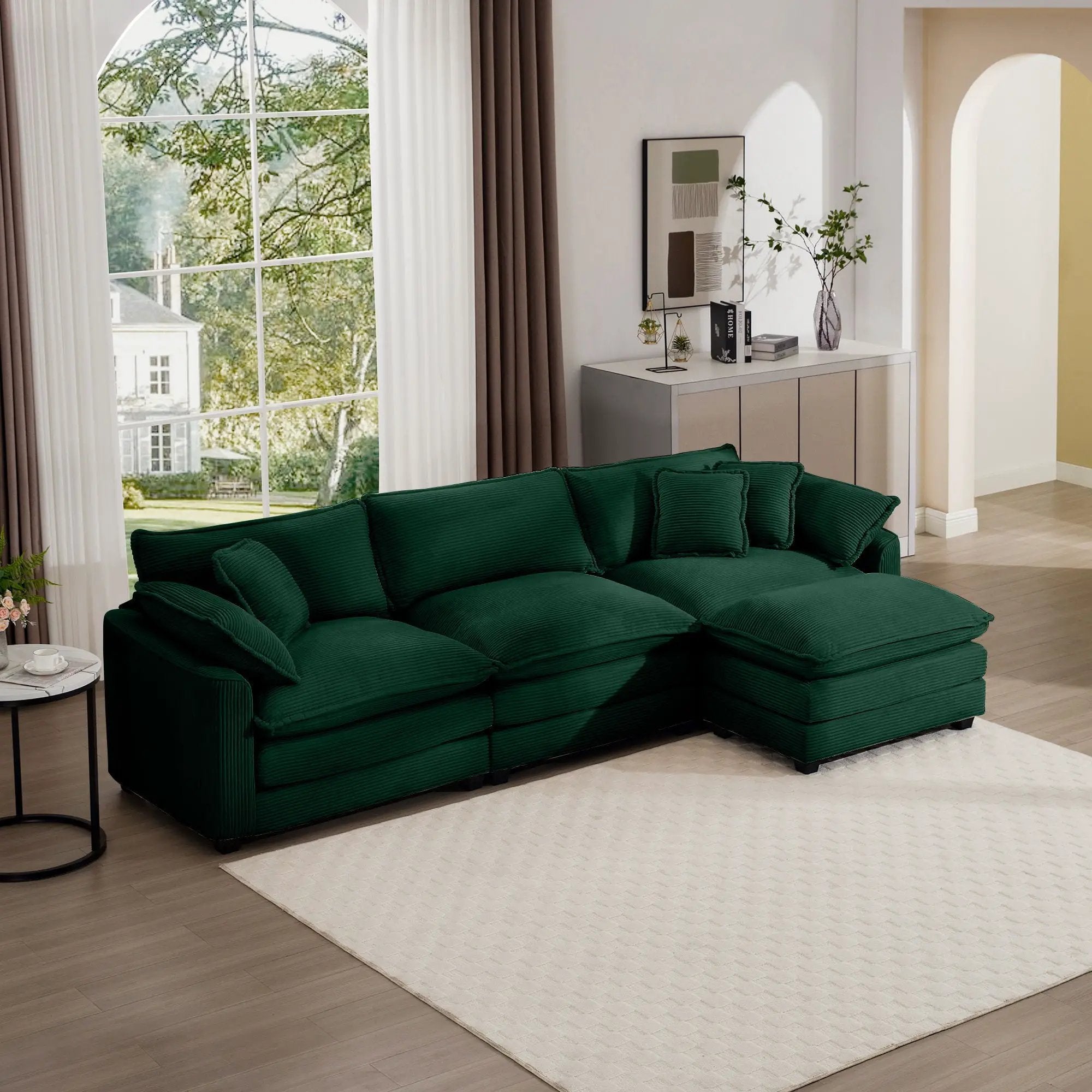 Modern Oversized Modular Cushion Sofa With Ottoman, Low Back, Deep Seating Sofa Set by Unique Piece Furniture