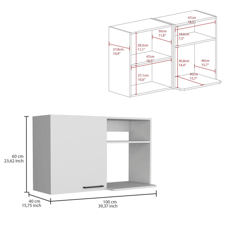 Burwood Kitchen Wall Cabinet with 2 Doors and Shelves - White