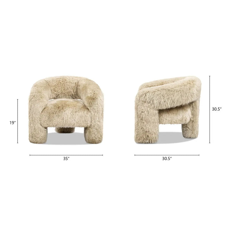 Avalon - Genuine Sheepskin Fur Split Barrel Back Accent Chair - Natural Blonde by HouseOfZazla