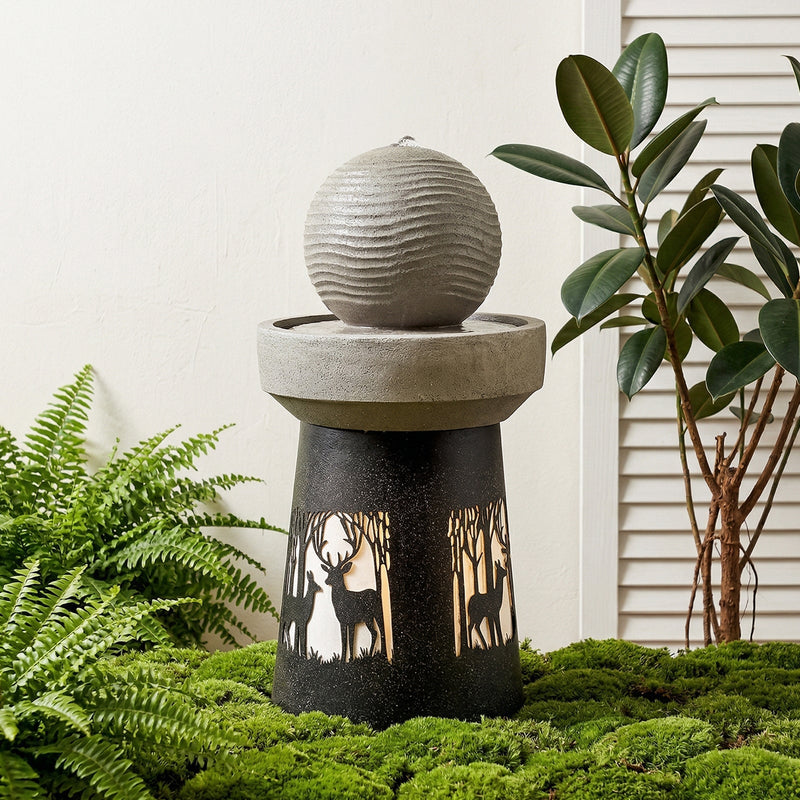 Outdoor Garden Lantern with Warm LED Light Deer Silhouette