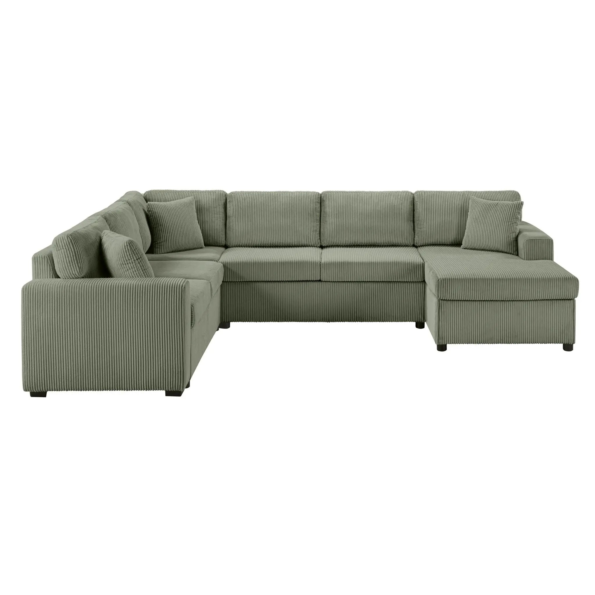 Oversized Sectional U-Shaped Sofa With Chaise Lounge And Three Soft Throw Pillows by HouseOfZazla