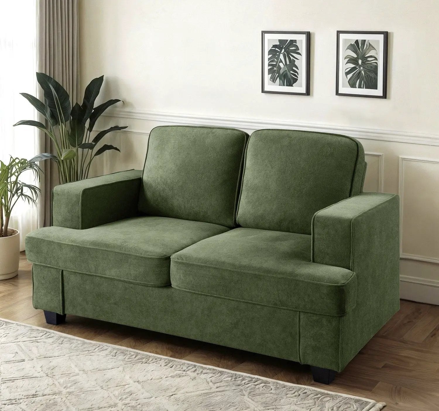 Modern Loveseat, Comfortable 2 Seater Couch With Deep Seating, Loose Back Cushions, Wide Arms by HouseOfZazla