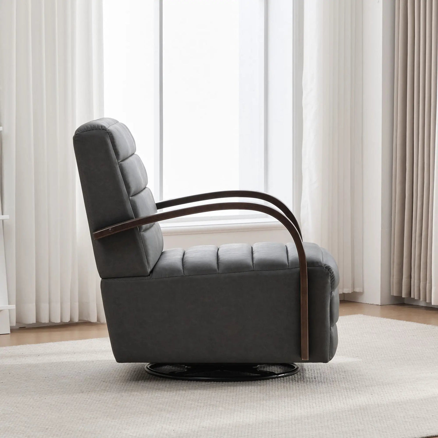 360° Swivel Accent Chair With Armrests, Comfy Lounge by Unique Piece Furniture