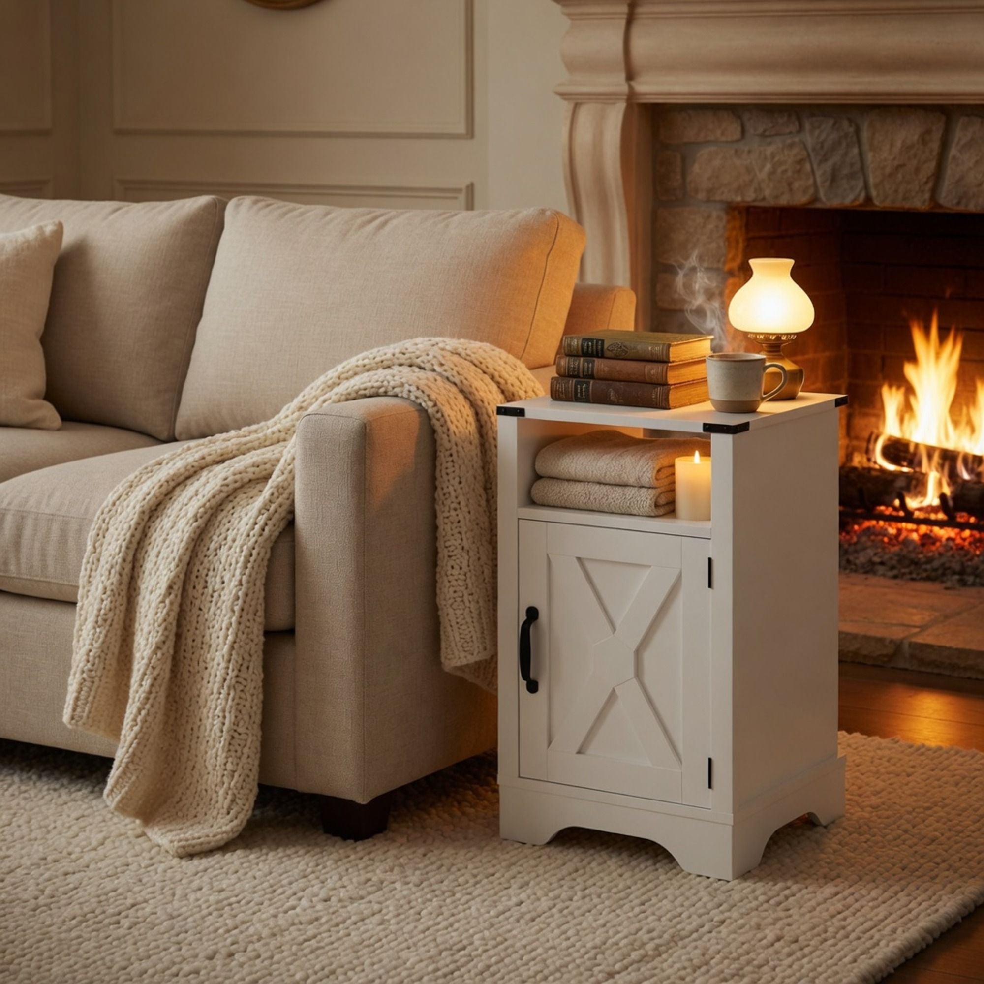 Farmhouse Nightstand, Charging Station & Storage by HouseOfZazla
