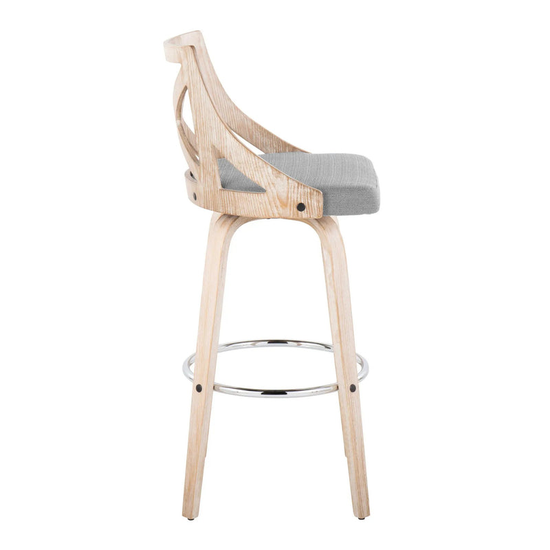 Charlotte - Farmhouse Fixed Height Bar Stool With Swivel And Round Footrest (Set of 2) by Unique Piece Furniture