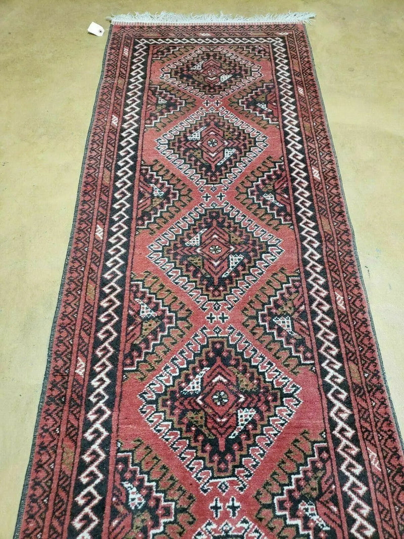2' 5" X 9' Vintage Handmade Bokhara Red Turkoman Pakistani Wool Runner Rug Organic by Jewel Rugs