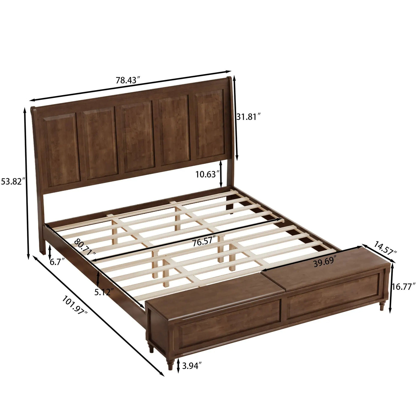 Sleigh Bed Frame With Tall Headboard And Storage Bench by HouseOfZazla