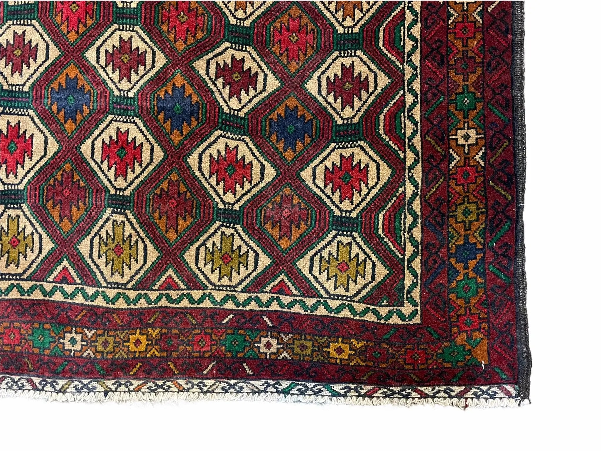 3x5 Vintage Handmade Wool Rug Tribal Turkoman Balouch Prayer Rug Organic Dyes by Jewel Rugs