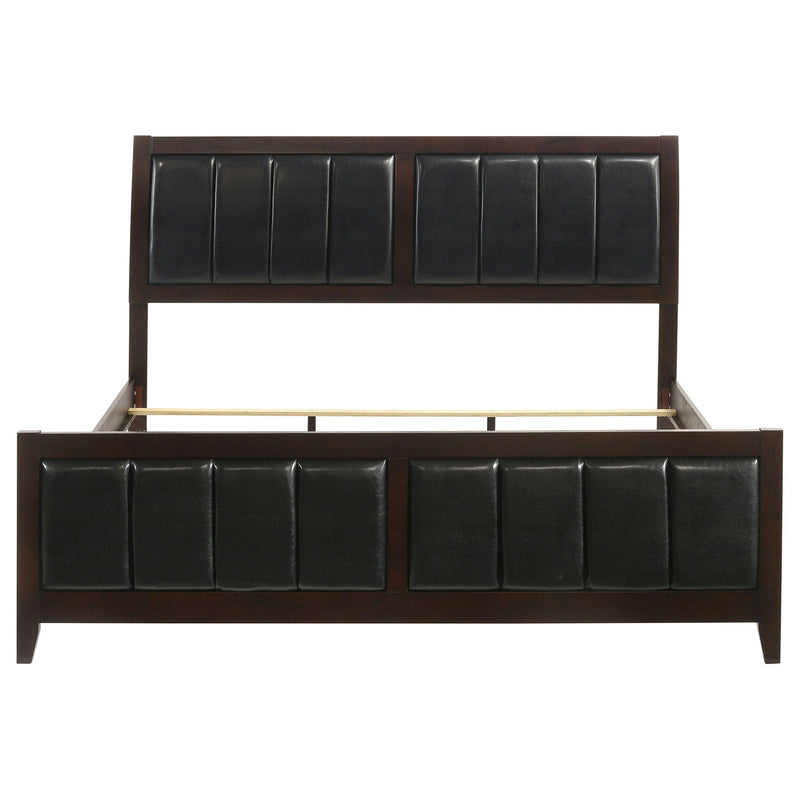 Eastern King Panel Bed With Upholstered Headboard And Footboard - Cappuccino by HouseOfZazla