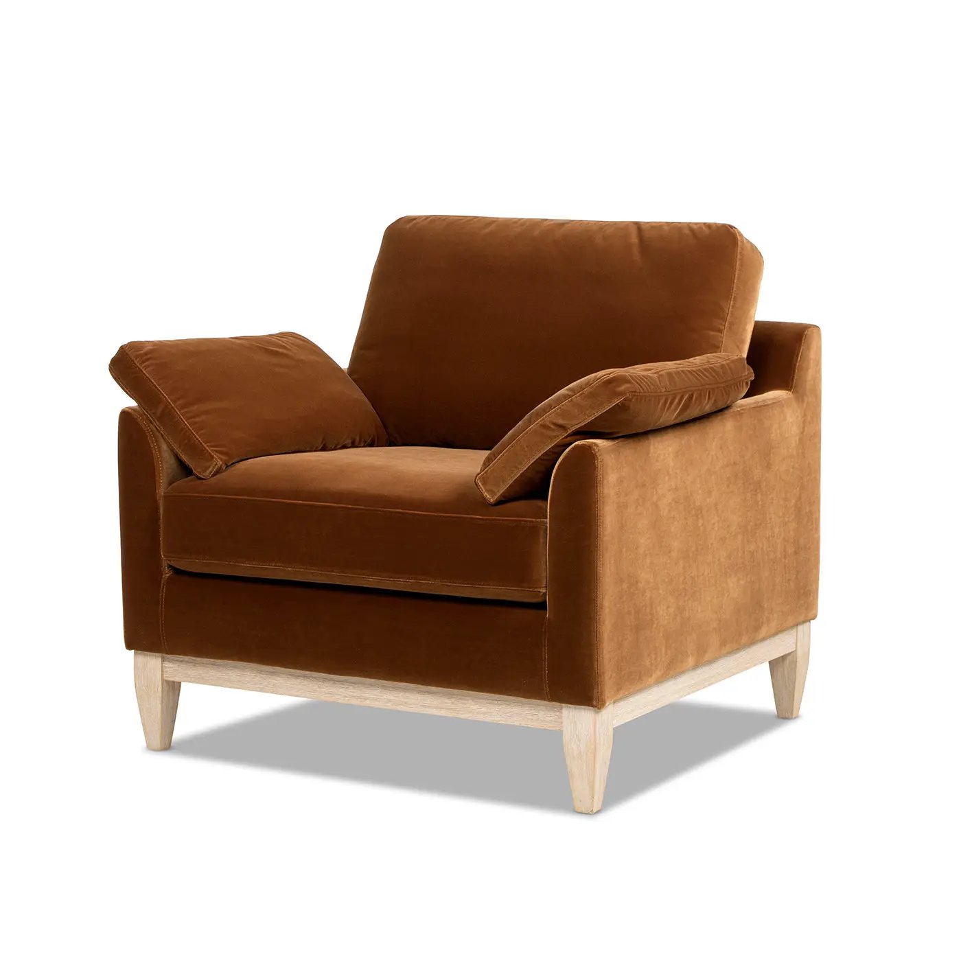 Pasadena 36" Wide Modern Farmhouse Accent Arm Chair, Burnt Orange Velvet by HouseOfZazla