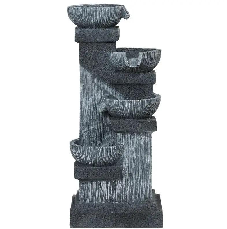 4-Tier Resin Cascading Bowls Outdoor Waterfall Fountain with LED Lights by HouseOfZazla
