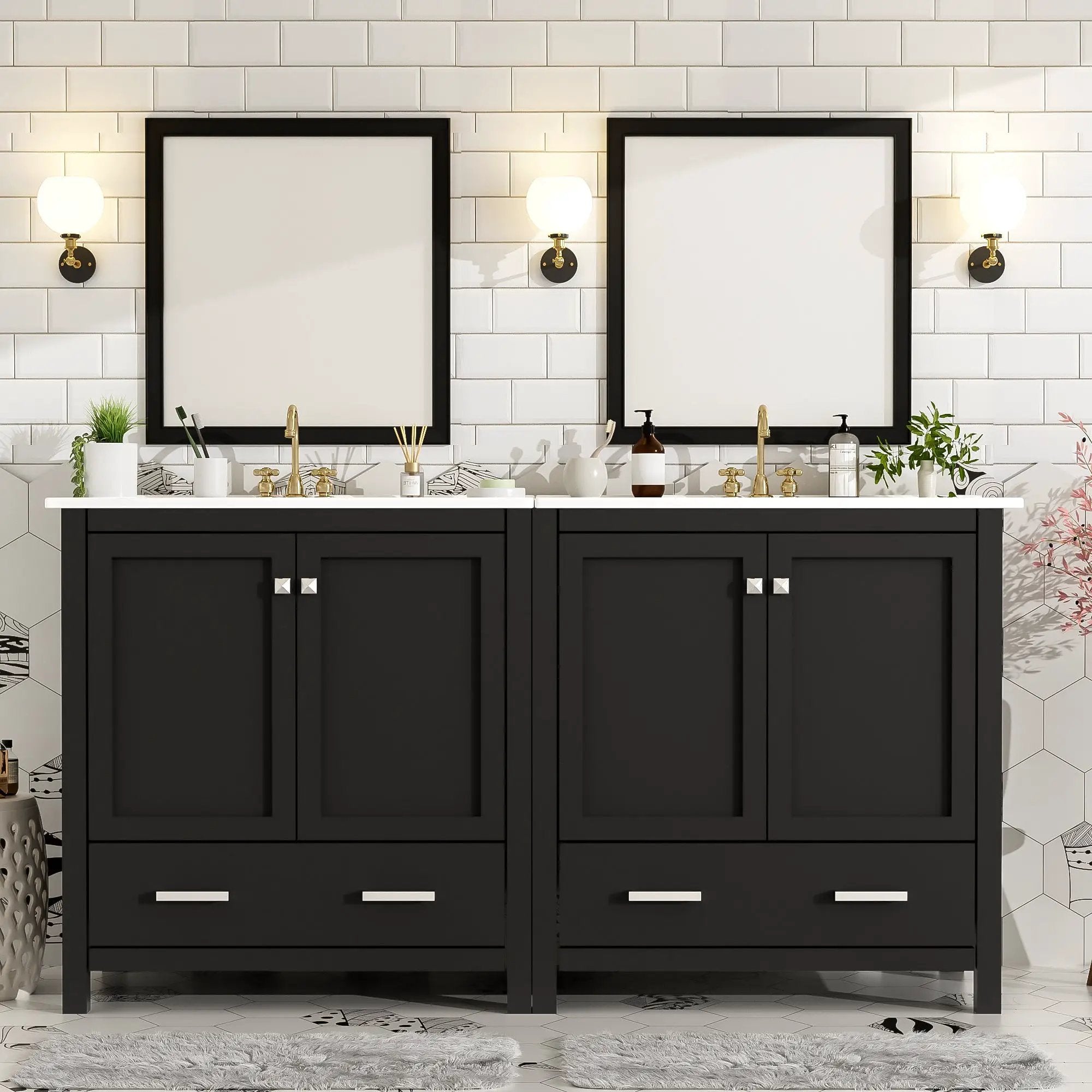 60" White Bathroom Vanity Set by HouseOfZazla