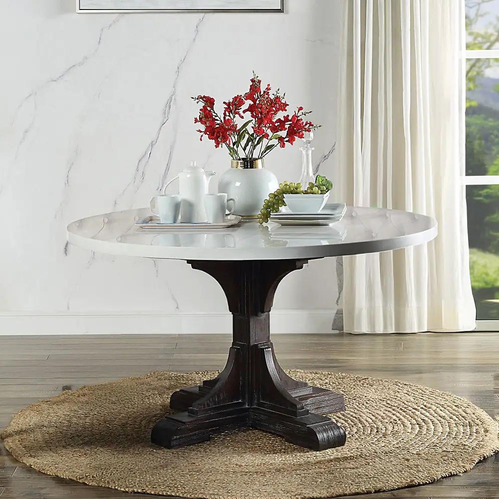 Gerardo - Dining Table - White Marble Top & Weathered Espresso by Unique Piece Furniture