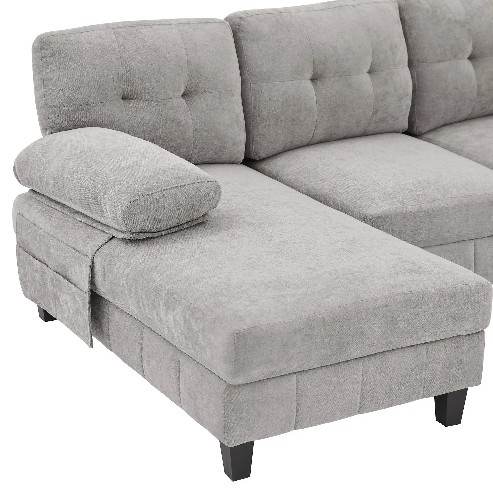 U-Shaped Sectional Sofa 103.5" Fabric Couch With Dual Chaise Lounges, Storage Pockets, Armrest Pillows by HouseOfZazla