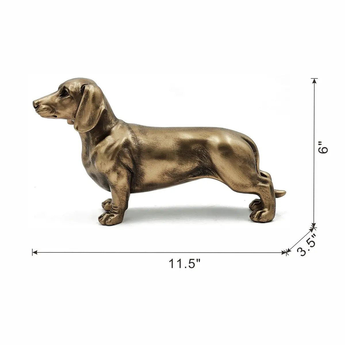 11.4x3.3x6.6' Lifelike Dachshund Figurine with Copper Finish by HouseOfZazla