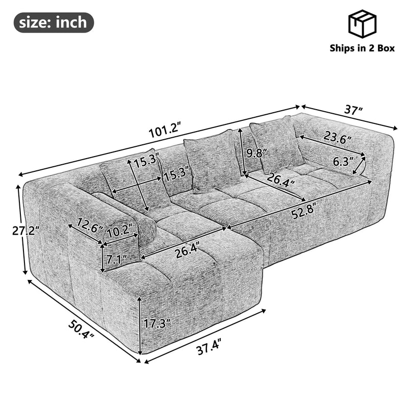 Sectional Free Combined Sofa With 2 Side Pockets by HouseOfZazla