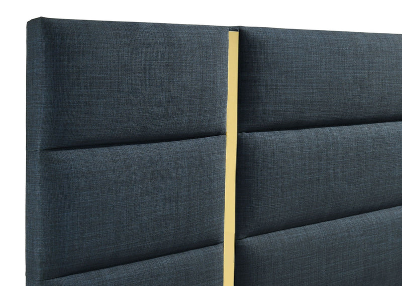 Ines 56-inch Fabric Upholstered Queen Panel Bed Navy by Unique Piece Furniture