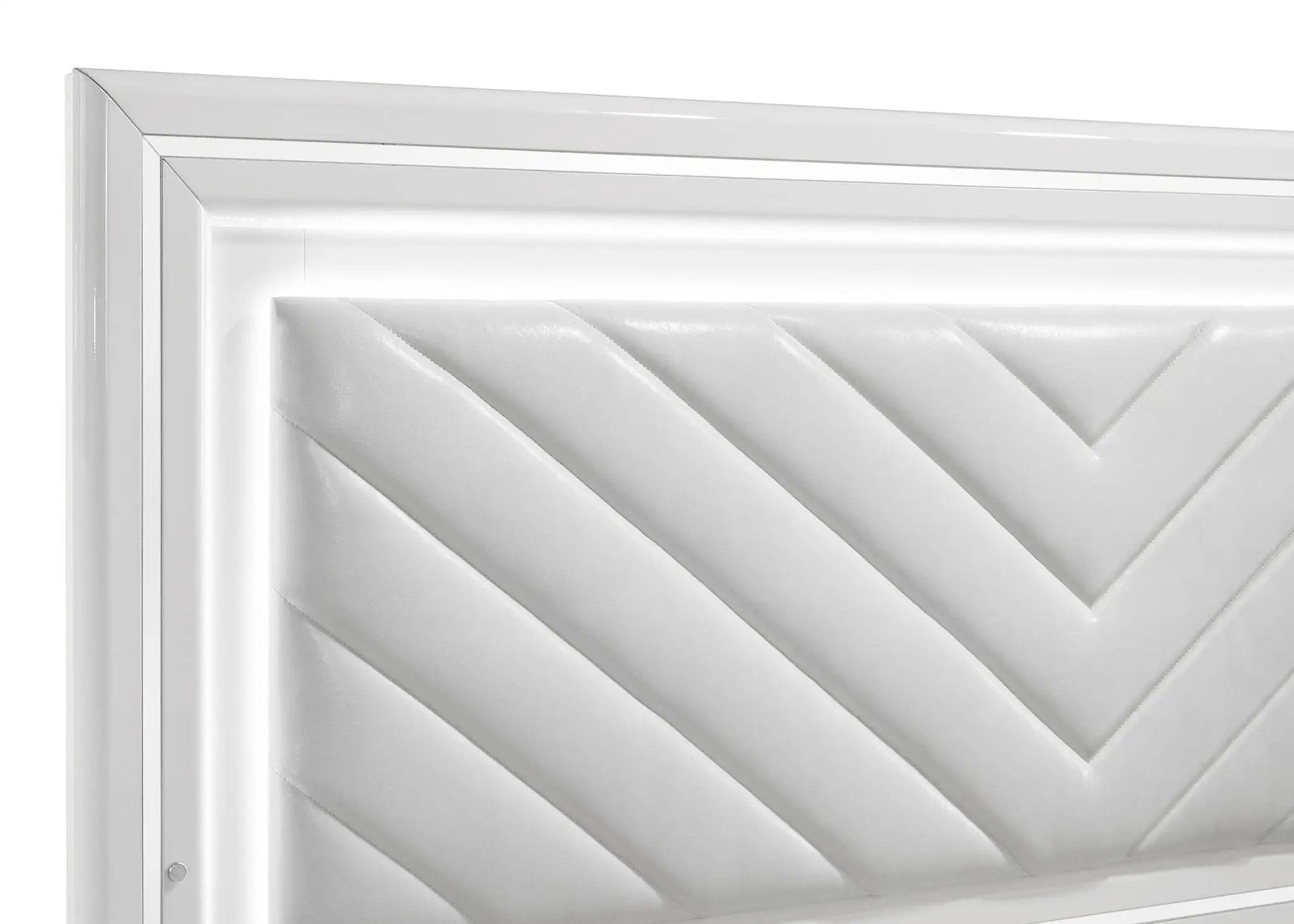 Cassia Eastern King LED Panel Bed White High Gloss by Unique Piece Furniture