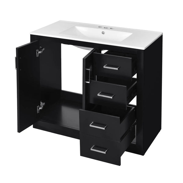 Bathroom Vanity With Sink Combo, Storage Cabinet, Freestanding Set With 3 Drawers & Soft Closing Doors