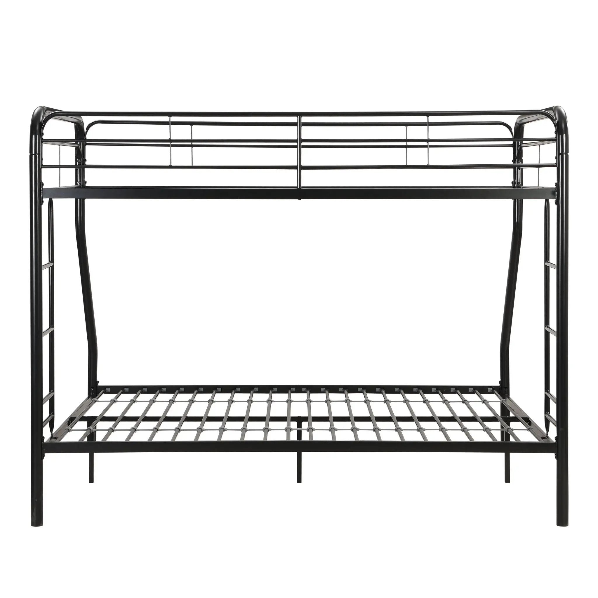 Modern Twin Over Full Metal Bunk Bed With Trundle And Dual Side Ladder And Metal Design - Black / Brown by Unique Piece Furniture