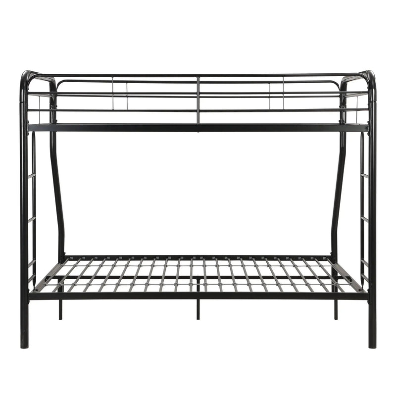 Modern Twin Over Full Metal Bunk Bed With Trundle And Dual Side Ladder And Metal Design - Black / Brown by Unique Piece Furniture