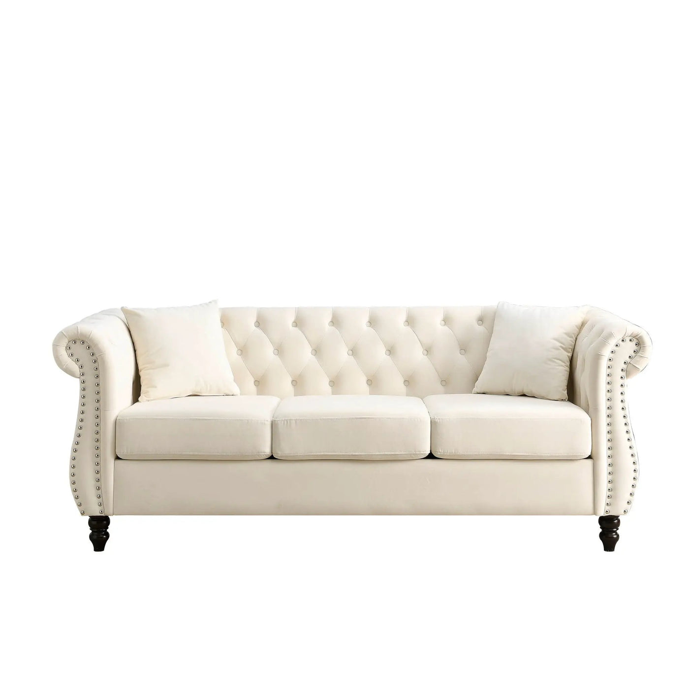 Chesterfield Sofa With Rolled Arms And Nailhead Trim by HouseOfZazla