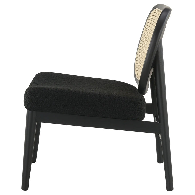 Rayo Rattan Cane Back Accent Chair with Padded Seat Black by Unique Piece Furniture