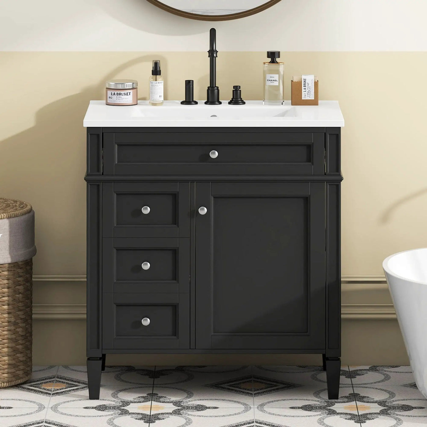 Bathroom Vanity With Top Sink, Storage Cabinet With 2 Drawers, Tip Out Drawer by HouseOfZazla