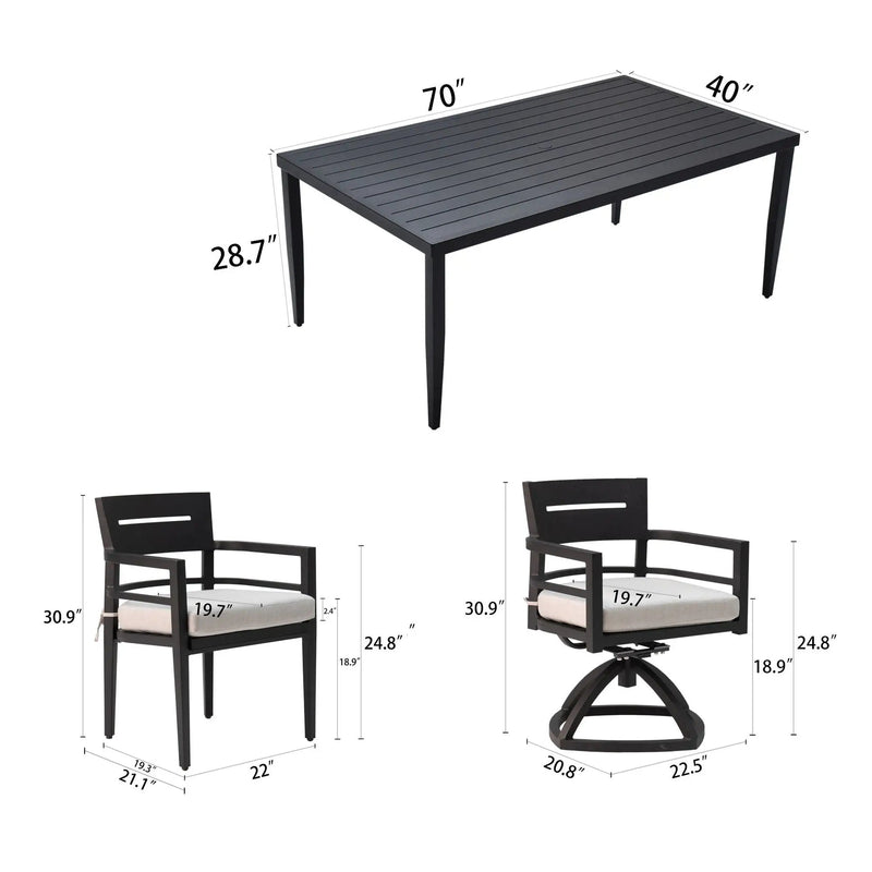 Outdoor Modern Dining Set, Chairs Sunbrella Cushioned And Dining Table With Umbrella Hole by Unique Piece Furniture