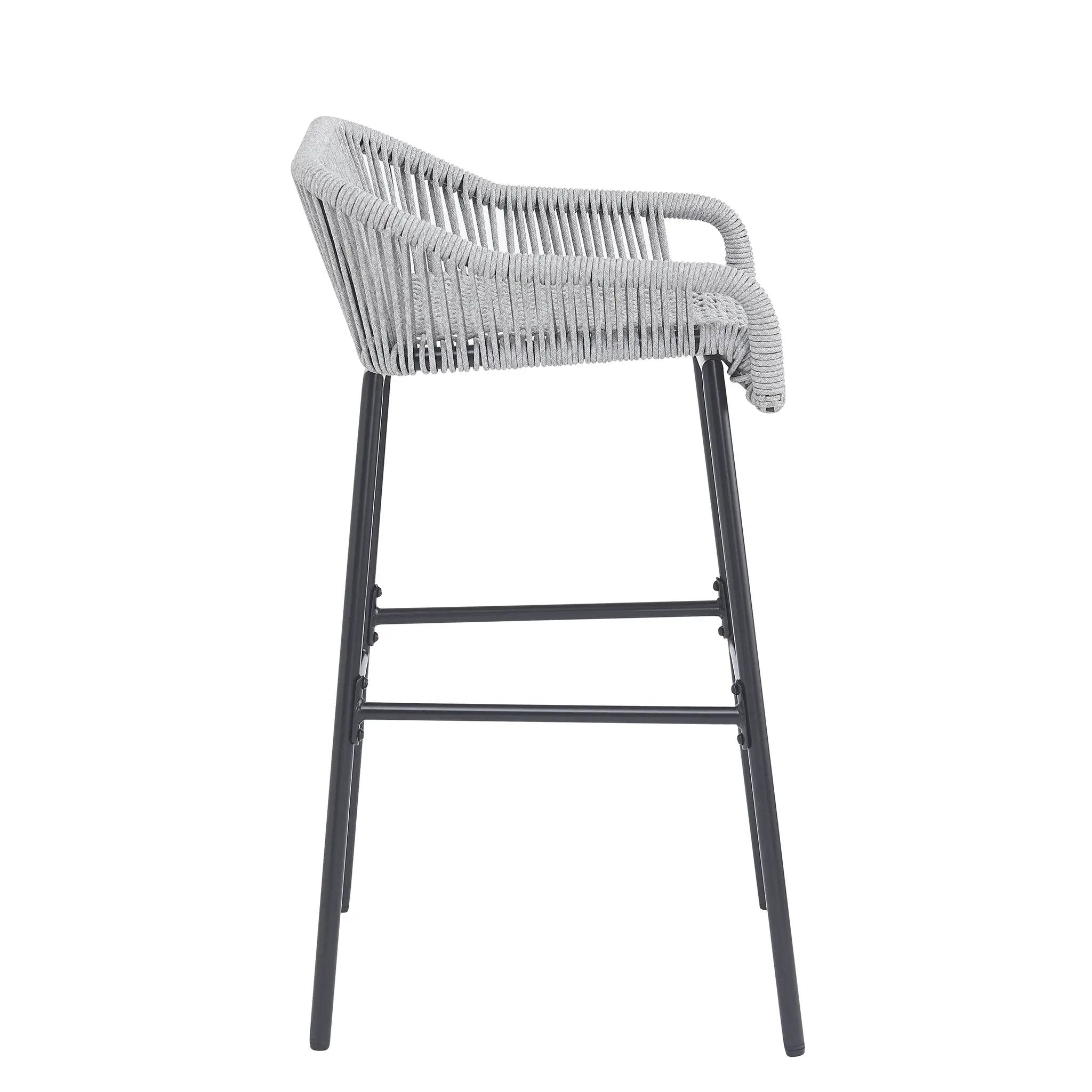 La Push Outdoor Patio Light Gray Rope Bar Stool, Set of 2 by HouseOfZazla