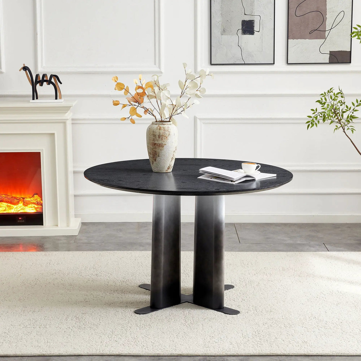 Round Dining Table With Cross Base, Modern Home Furniture by Unique Piece Furniture