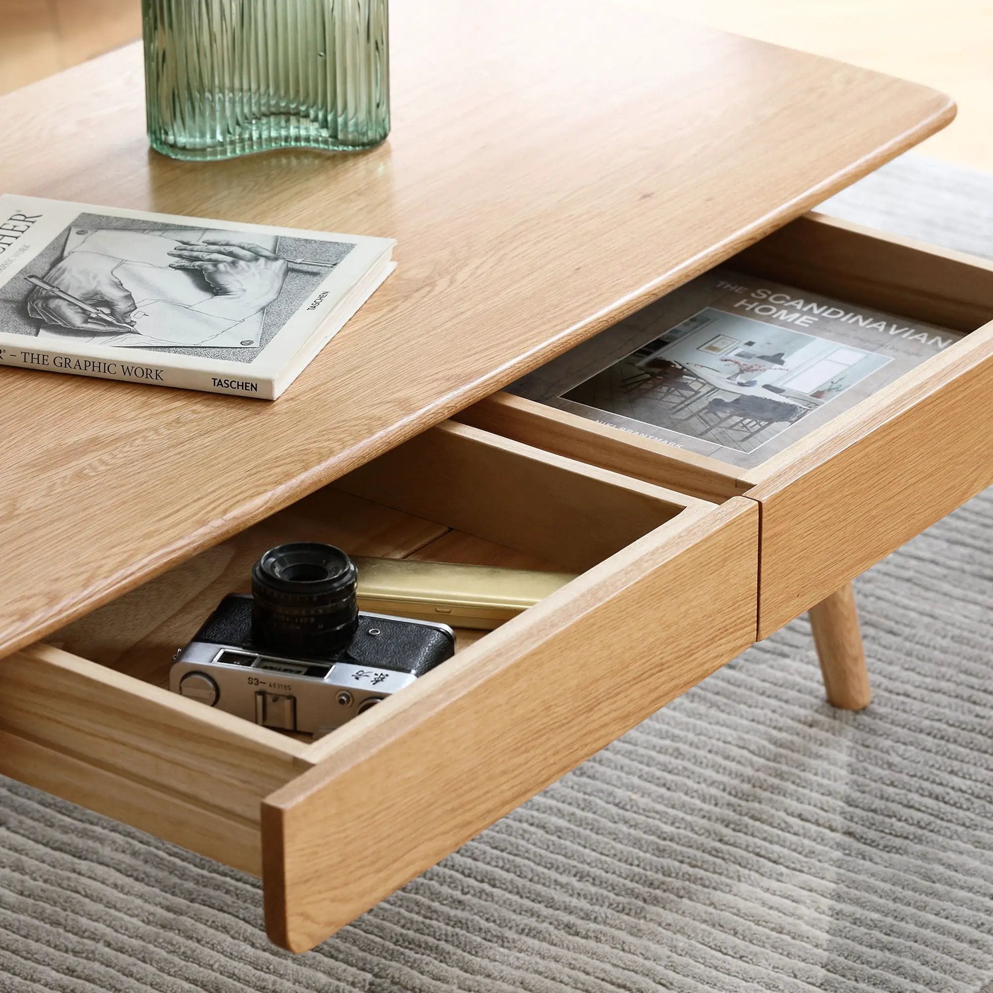 Low Table, Coffee Table With Storage Shelf - Natural by HouseOfZazla