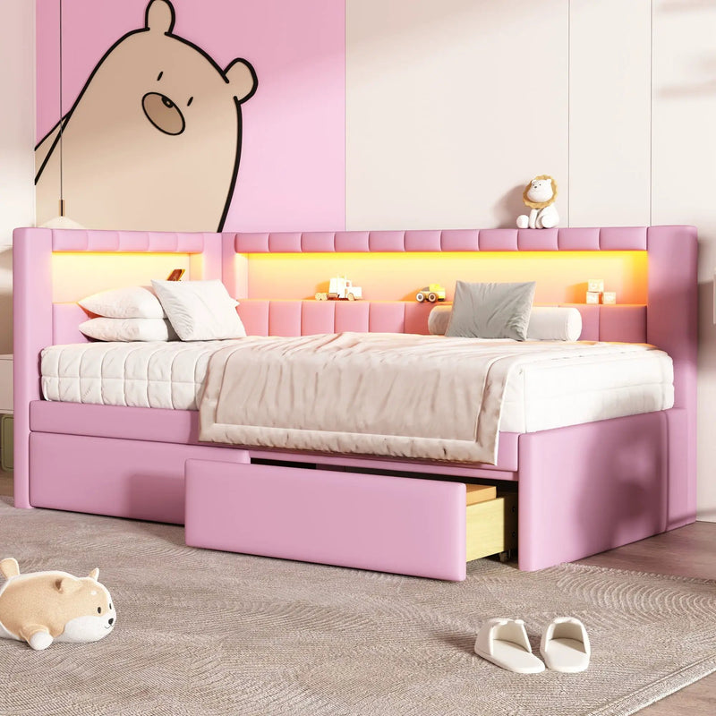 Upholstered Platform Bed With USB Ports And LED Belt by HouseOfZazla