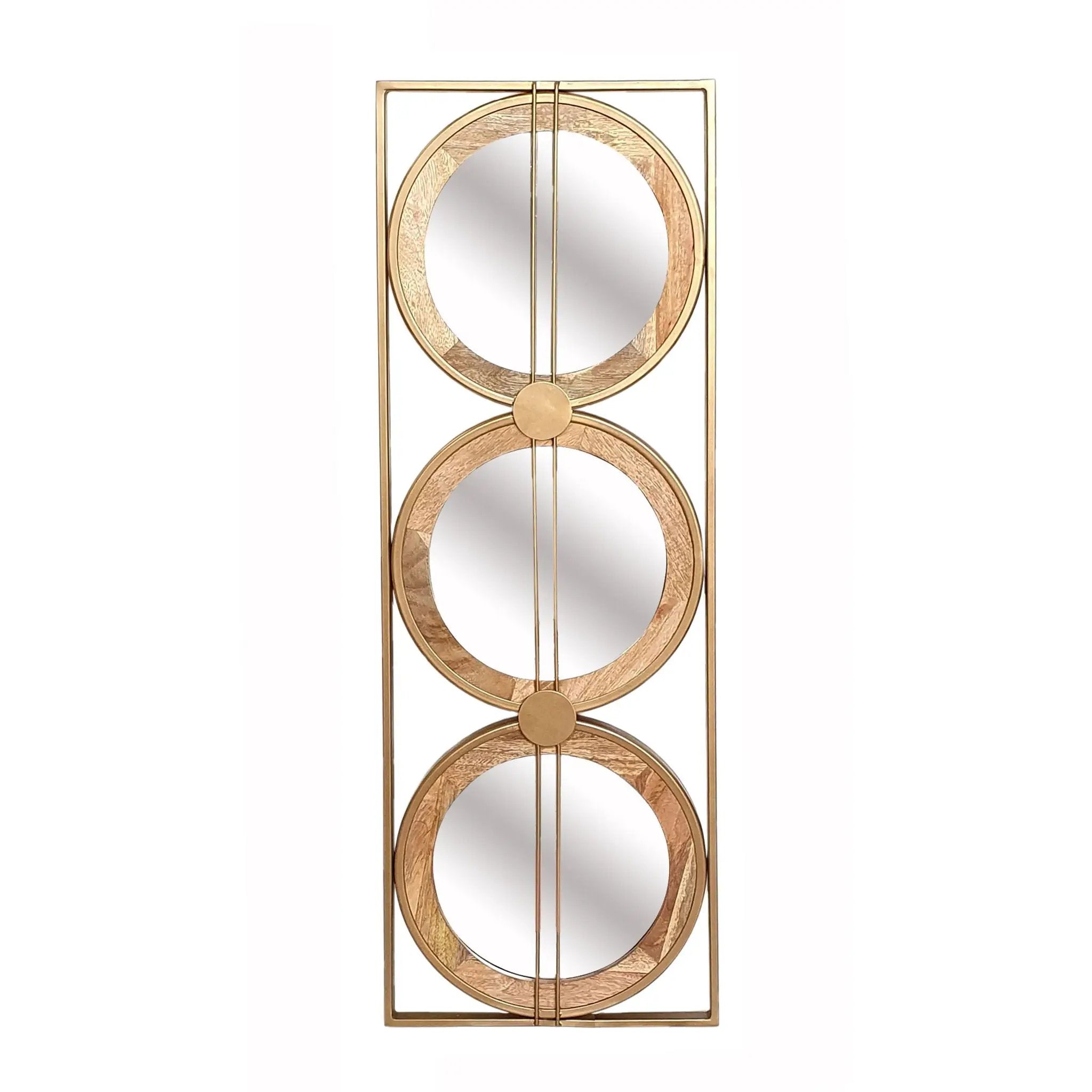 3 Mirror Piece Wall Mirror InRectangular Frame, Home Wall Decor For Bedroom Living Room - Brown by Unique Piece Furniture