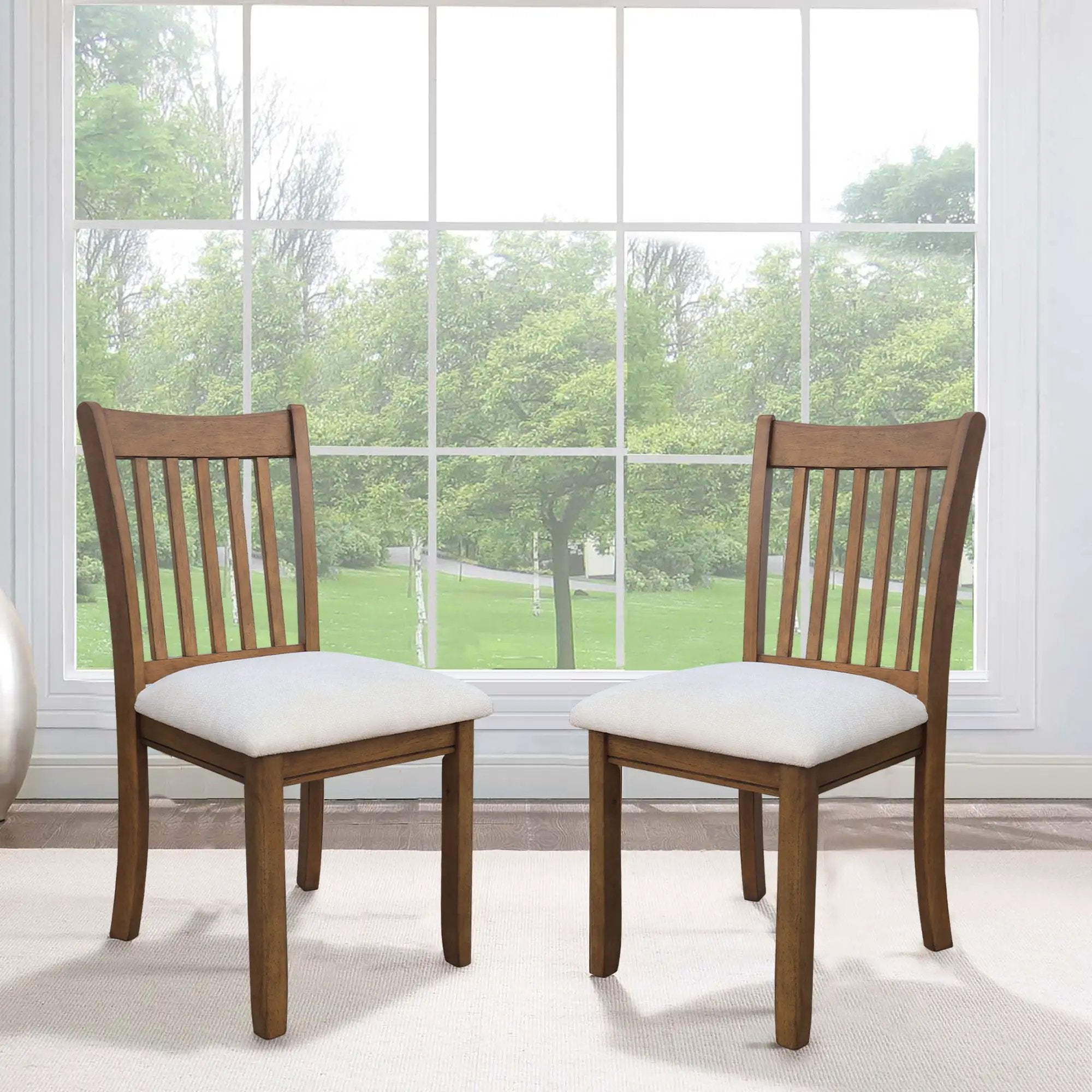 Modern Dining Chair, Wooden Back, Cushion Seats (Set of 2) by HouseOfZazla