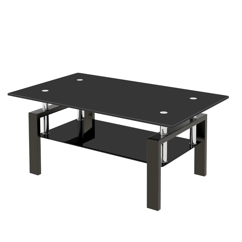 Tempered Glass Table With Storage by Unique Piece Furniture