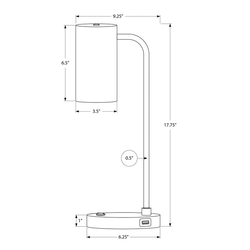 Lighting, Table Lamp, USB Port Included, Modern - Gray by Unique Piece Furniture