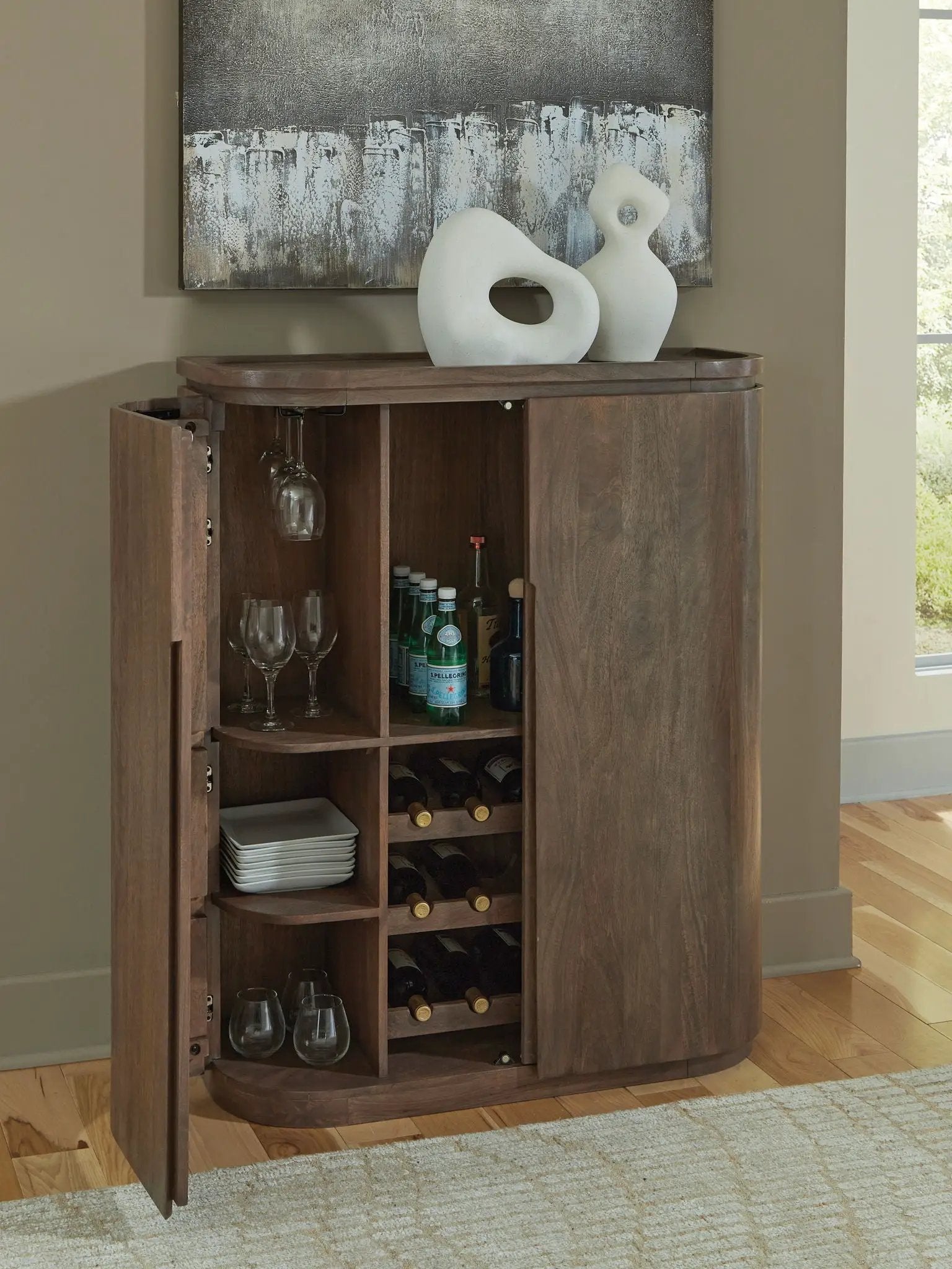 Landermont - Bar Cabinet - Medium Brown by Unique Piece Furniture