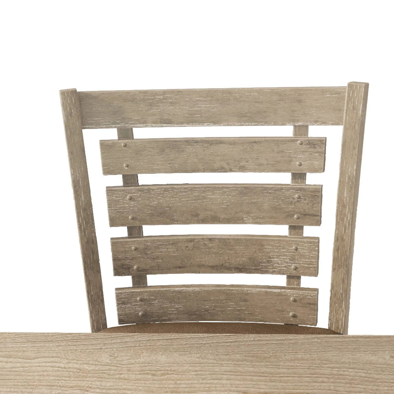 Dining Counter Height Chairs Modern Farmhouse Rustic Look Distressed Design Ladderback Solid Wood (Set of 2) - Grayish Brown by Unique Piece Furniture