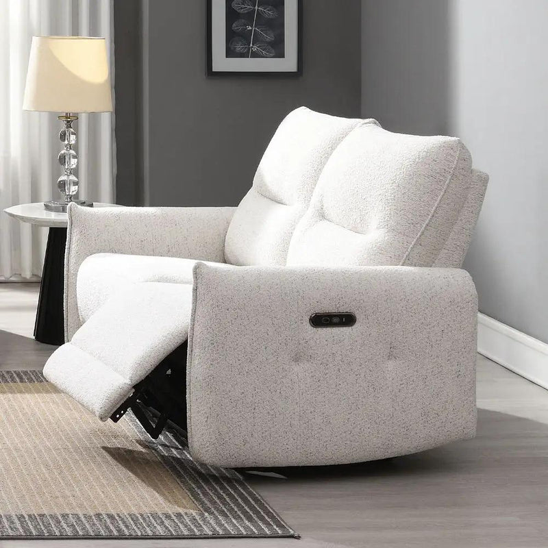 Lalisa - Power Motion Loveseat With USB Port - Cream Chenille by Unique Piece Furniture