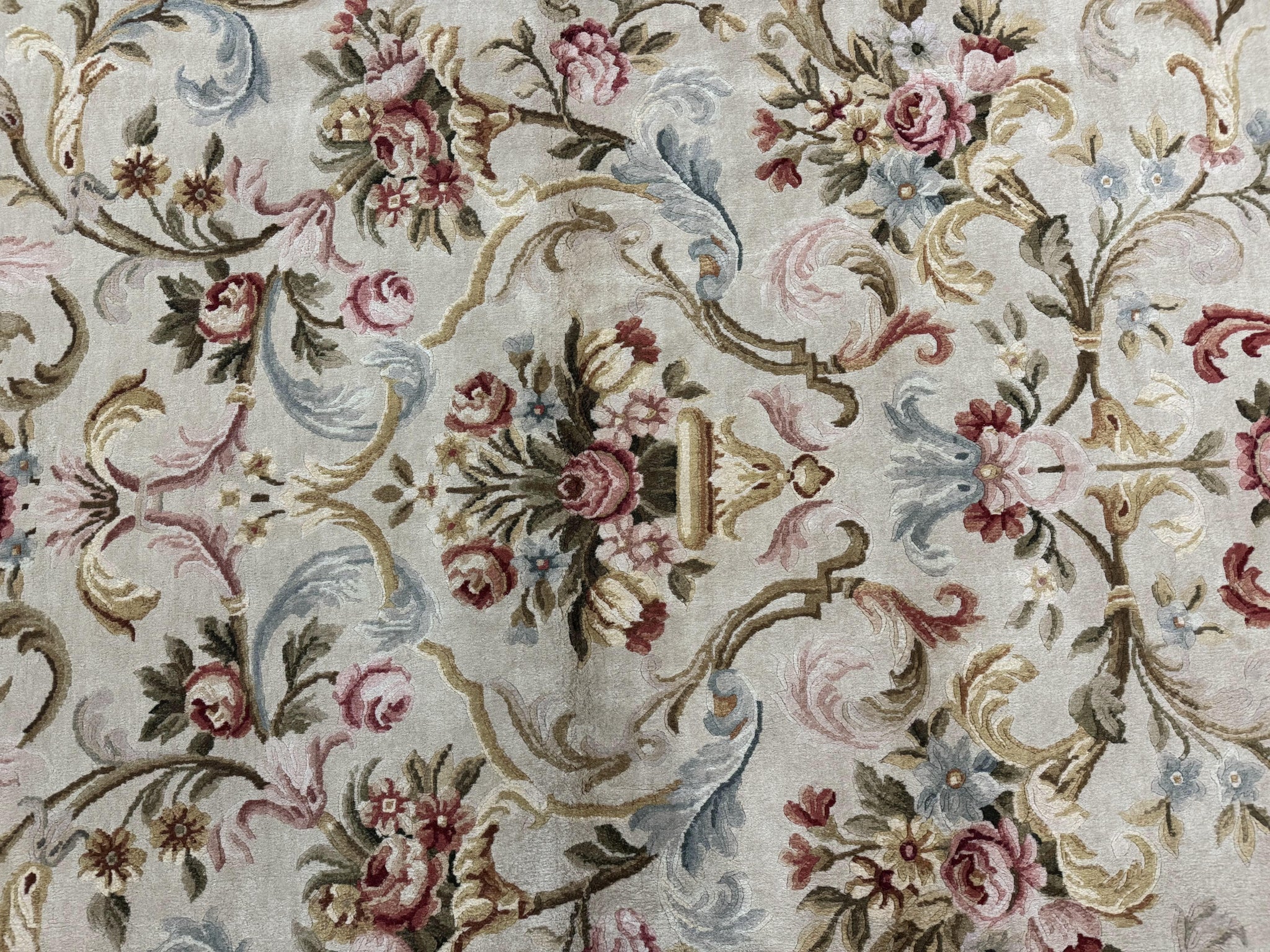 Aubusson Rug 8x10, French European Design, Vintage Handmade Wool Carpet, Aubusson Rug with Pile, Floral by Jewel Rugs