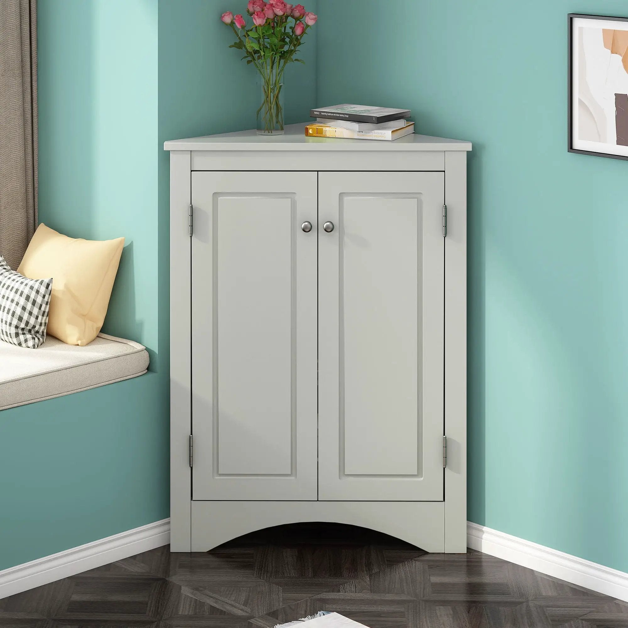 Triangle Bathroom Storage Cabinet With Adjustable Shelves, Freestanding Floor Cabinet For Home Kitchen by HouseOfZazla