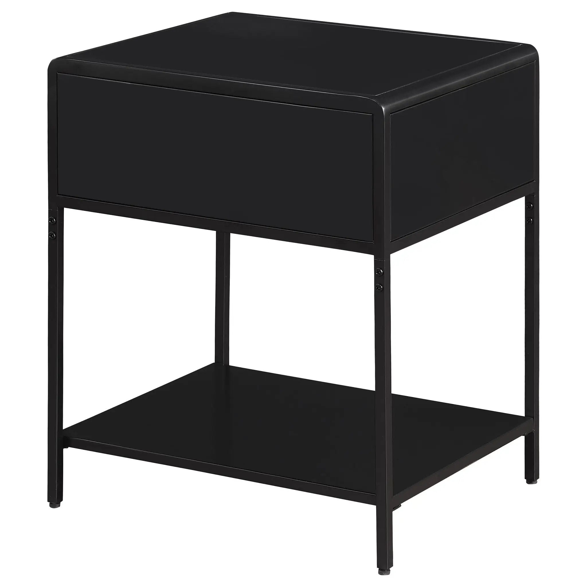 Amherst 1-drawer Radio Weave Cane Metal Bedside Table Black by Unique Piece Furniture