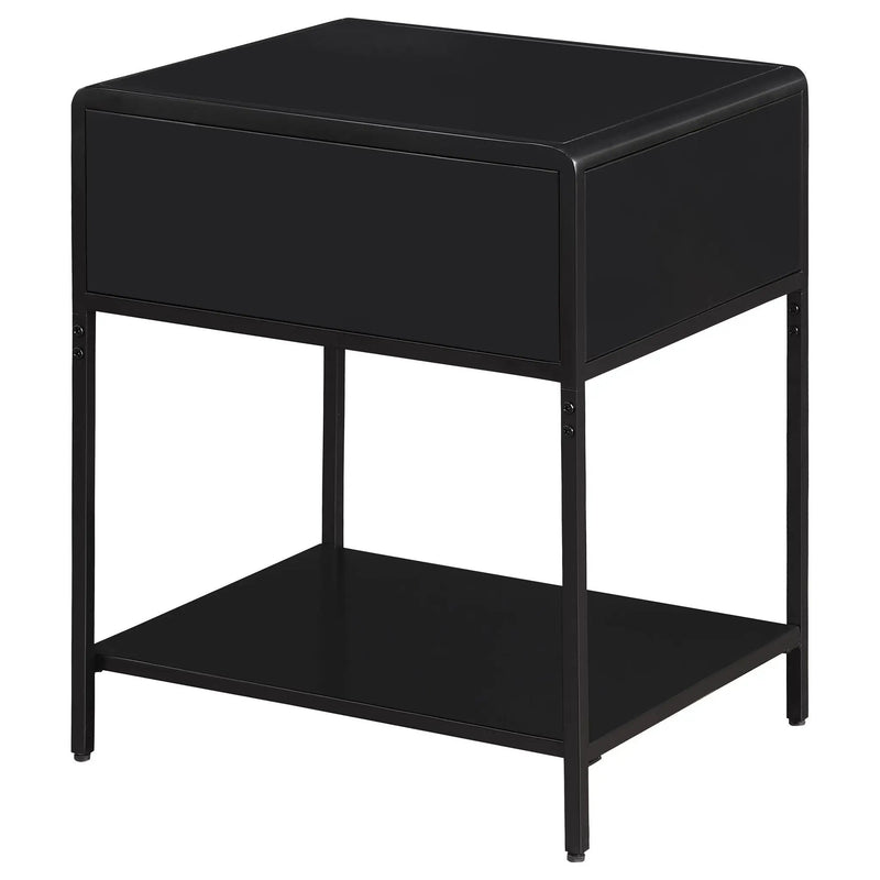Amherst 1-drawer Radio Weave Cane Metal Bedside Table Black by Unique Piece Furniture