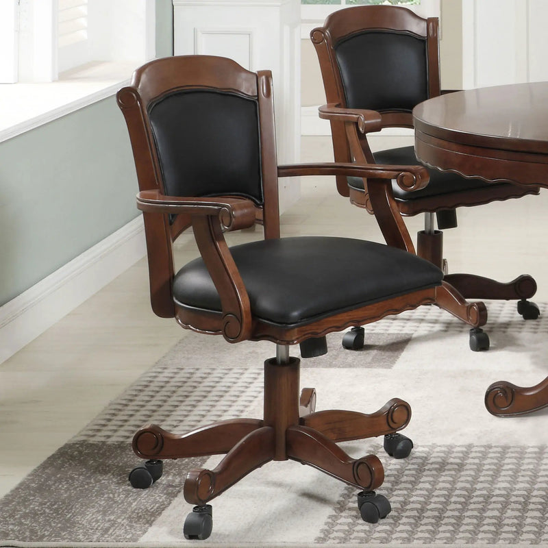 Upholstered Game Chair With Caster Wheels - Black by HouseOfZazla