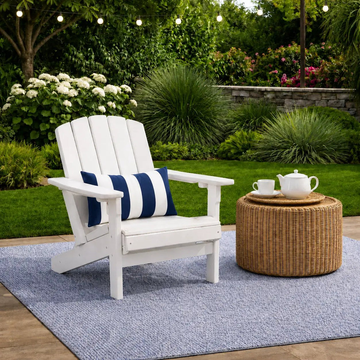 2 Pack Outdoor Lumbar Pillow Covers - Navy Blue/White Striped by HouseOfZazla